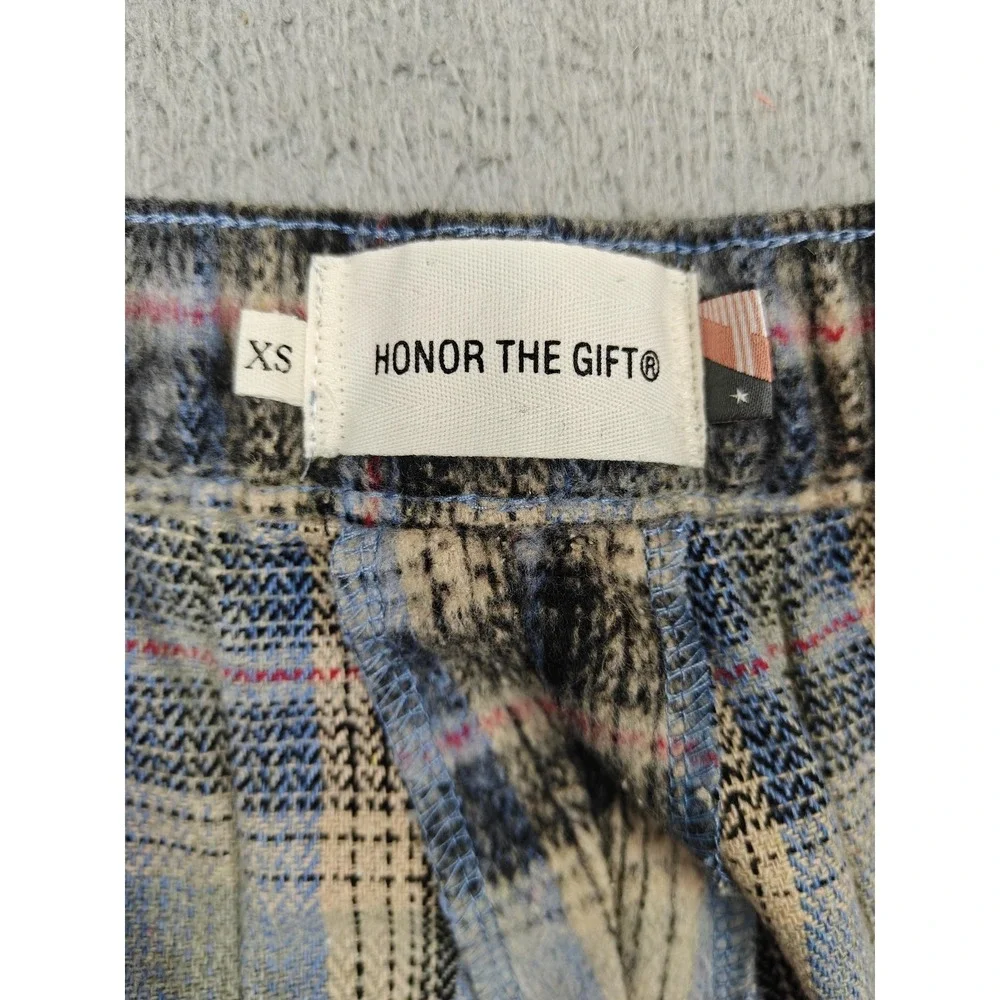 Honor The Gift Pants Mens XS Blue Plaid Flannel Elastic Waist Trouser WHTG210313